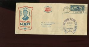 FEB 20 1928 CAM 2 LINDBERGH  LARGE COVER SPRINGFIELD TO PEORIA