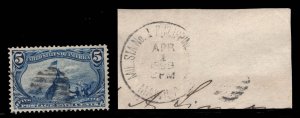 MOMEN: US STAMPS #288 1899 PHILIPPINES MIL. STA. #1 USED PF CERT LOT #89045