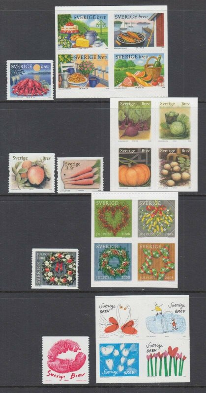 Sweden Sc 2590/2605 MNH. 2008-09 issues, 4 complete sets, fresh, bright, VF.