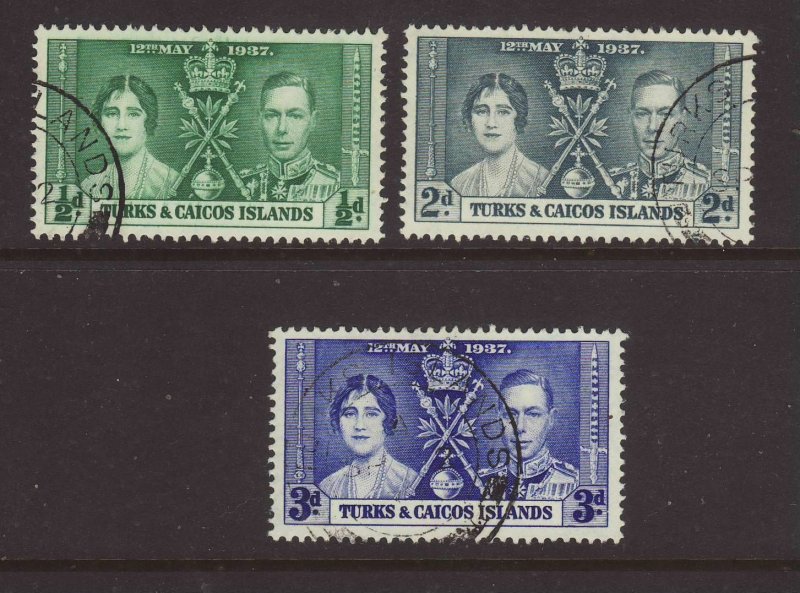 1937 Turks & Caicos Coronation Set Fine Used SG191/193.