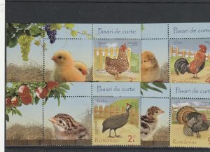 Romania STAMPS 2023 DOMESTIC BIRDS COCKEREL CHICKENS EGGS MNH POST LABEL 2