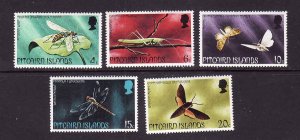 Pitcairn-Sc#151-5- id12- unused NH set-Insects-Moths-Dragonfly-1975-