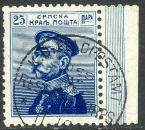 SERBIA 1911-14 25pa King Peter I Issue  Sc 119,SG173 GERMAN FELDPOST Cxl VFU