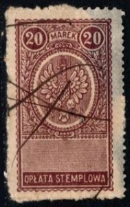 1919 Poland Revenue 20 Marek General Tax Duty Used