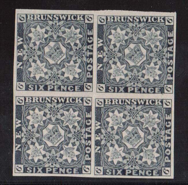 New Brunswick #2P XF Proof Block On Thin Hard Wove Paper In Black