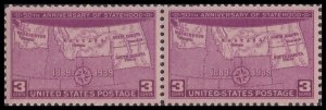 US 858 Statehood Washington Montana North South Dakota 3c horz pair MNH 1939