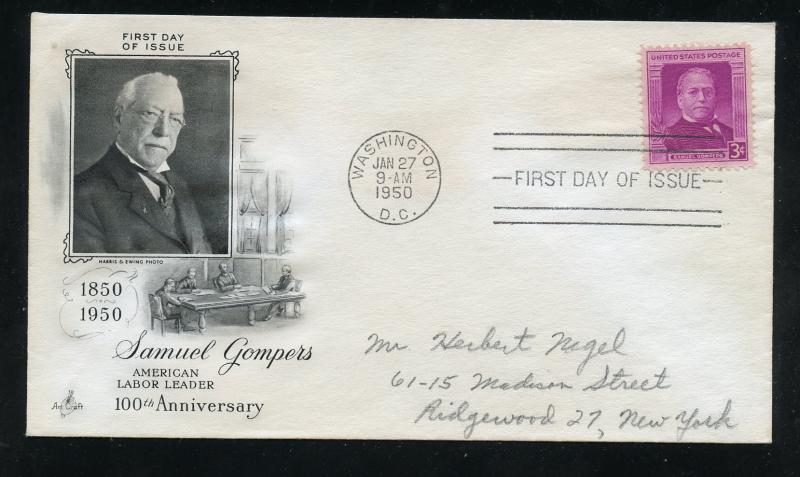 US 988 100th Anniv birth of Samuel Gompers ADDR ArtCraft FDC
