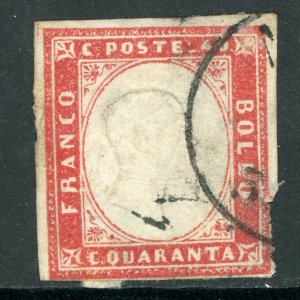 Italy 1863 Sardinia 40¢ Red Scott #13 VFU O944 ⭐⭐⭐⭐⭐