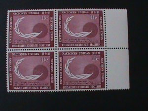 ​UNITED NATIONS-1962-SC#113 PEACEFUL USING THE OUTER SPACE MNH IMPERF BLOCK-VF