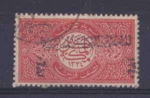 SAUDI ARABIA EARLY ISSUED FINE USED 1916 HEJAZ STAMP OVRT 1340H