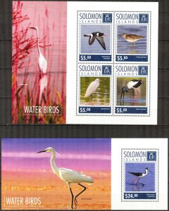 Solomon Islands 2014 Water Birds sheet +S/S MNH