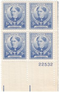  Scott # 872 - 5c Ultramarine -  plate block of 4 - MNH