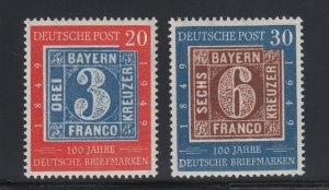 Germany Sc 667-668 MNH. 1949 German Stamp Centenary, Postage cplt F-VF