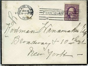 U.S. Scott 501 on 1918 Mourning Cover Sent from Philadelphia, PA