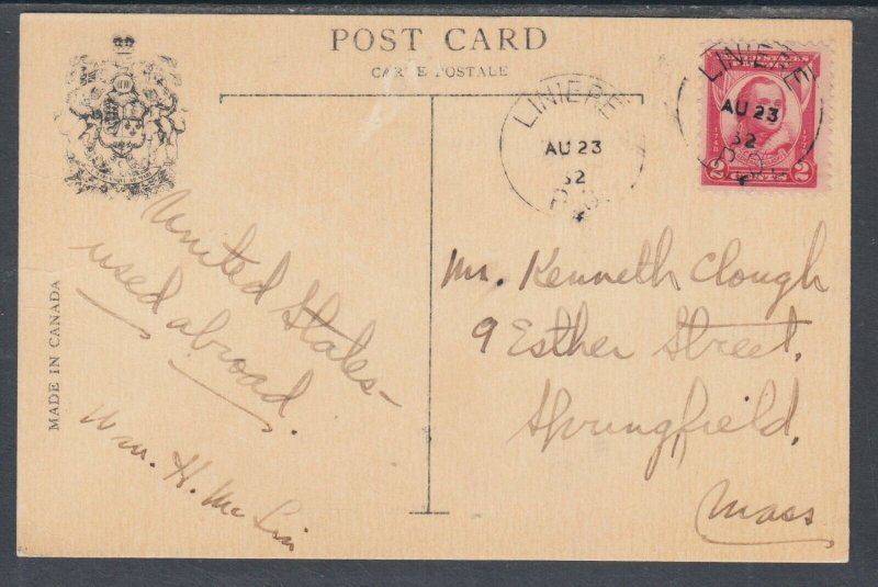 US Sc 690 used abroad from Canada on 1932 PPC