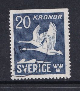 Sweden   #C8   used  1953  flying swans  imperf top