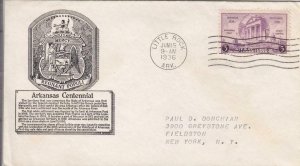 1936, 100th Anniv. Arkansas Statehood, Anderson, FDC (E8472)