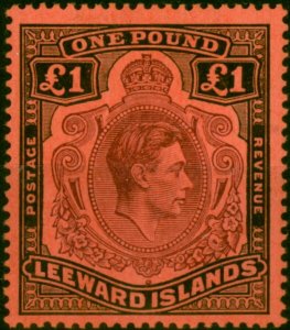 Leeward Islands 1945 £1 Brown-Purple & Black-Salmon SG114b Fine LMM