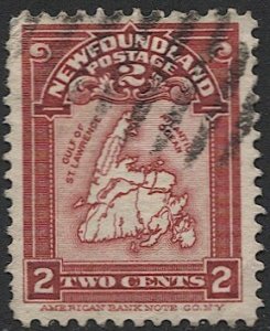 NEWFOUNDLAND Canada  1908 Sc 86 Used 2c  Map VF