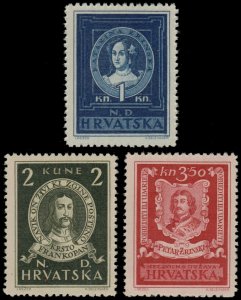 ✔️ CROATIA 1943 - FRANKOPAN ZRINSKI - PERF L12½ - SC. 56/58 ** MNH OG [CR103]