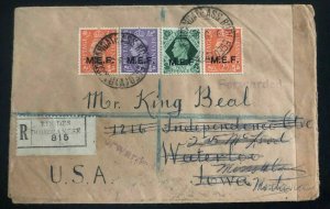 1946 Rhodes Island British Forces Post Office Censored Cover To Waterloo USA