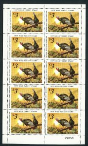 NATIONAL WILD TURKEY FEDERATION STAMP 1979 FULL SHEET OF 10 .Reg $25 single