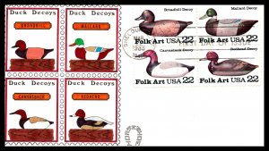 #2141a Duck Decoys Block of 4 –Hand Painted  Horseshoe  Cachet