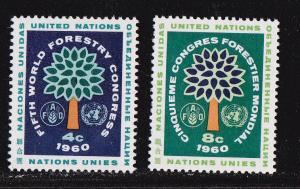 UN - NY # 81-82, World Forestry Congress,  Mint NH, 1/2 Cat.