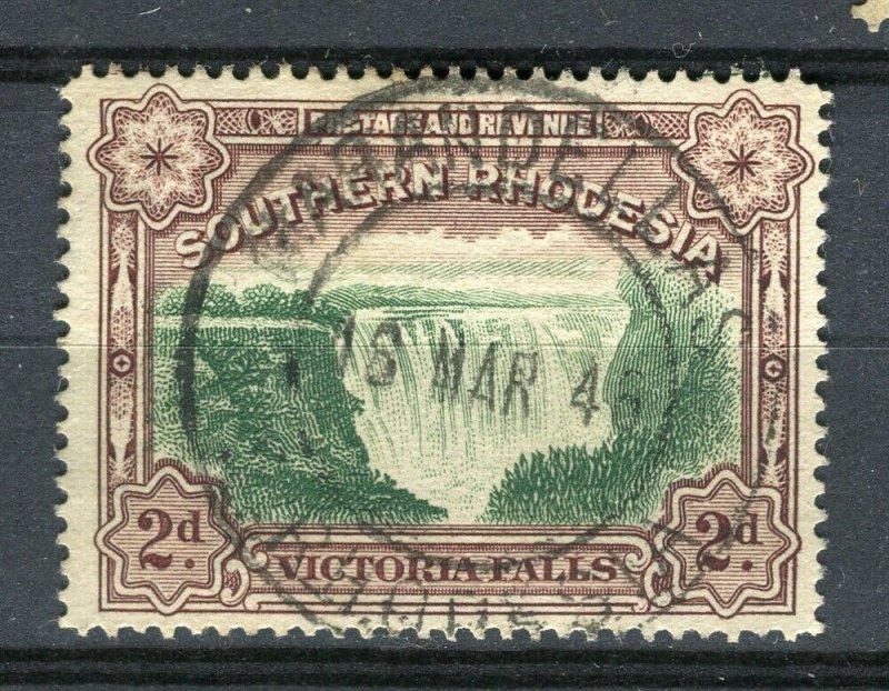 RHODESIA; 1930s early Victoria Falls issue fine used 2d. value + POSTMARK