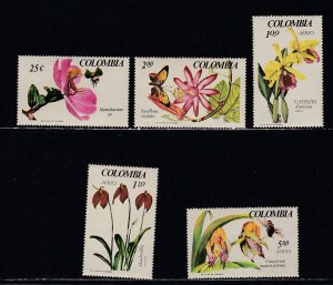 Colombia # 768-769, C489-491, Orchids, Mint NH, 1/2 Cat.