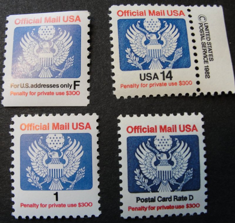 Small Lot of US Official Mail Stamps – Different Values – MNH