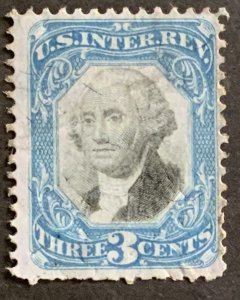 USA REVENUE STAMP SECOND ISSUE 1871 3 CENTS  CUT CANCEL SCOTT #R105a