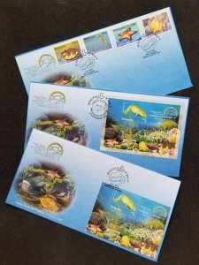 Malaysia Marine Life V 2001 Dugong Coral Reef Ocean Seashell Shell (FDC set)