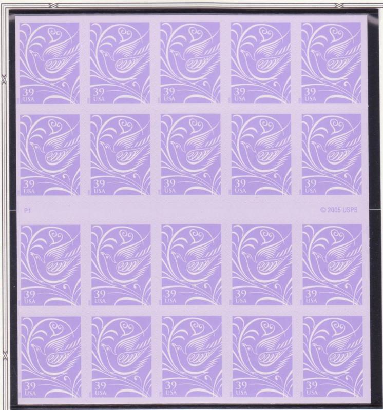 3998 Our Wedding Dove 2006 MNH Convertible Pane Sheet 