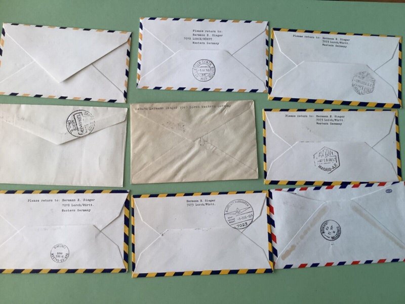 Airmail flight cover mixed world 9 items  Ref A1473