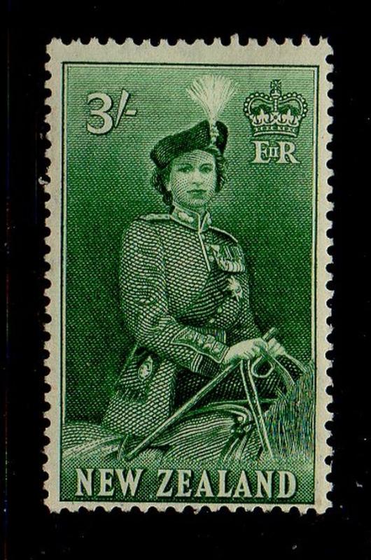 New Zealand Sc 299 1954 3/ QE II on Horse stamp mint