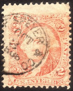 1864, US 2c, Used, Error, Multiple Plate flaws, Sc R15c