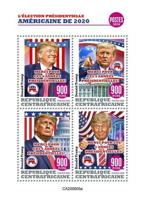 Stamps CENTRAL AFRICAN REP. (Centrafrique) 2020. - DONALD TRUMP