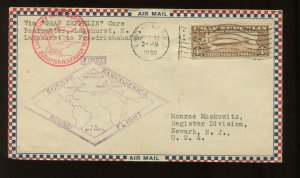 C14 Graf Zeppelin on Attractive MAY 31 1930 Flown Cover to Newark NJ (Cv 757)