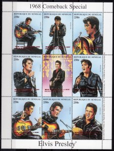 Senegal 2007 Elvis Presley Comeback Red ovpt.30th.Anniv.of His Death (9) MNH