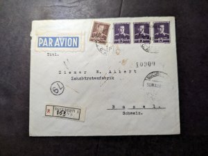 1942 Censored Registered Romania Airmail Cover Bucharest to Basel Switzerland