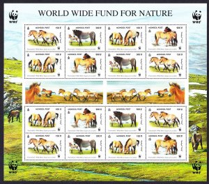 Mongolia WWF Przewalski's Horse Sheetlet of 4 sets 2000 MNH SC#2440 a-d