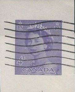 Canada U74 (used corner) 4c Elizabeth II, purple (1953)