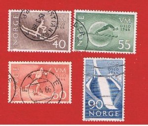 Norway #486-489  VF used   Skiing  Free S/H