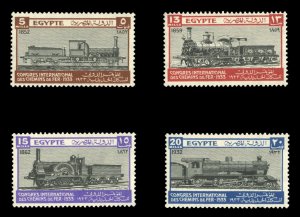 Egypt #168-171 Cat$77+ (for hinged), 1933 International Railroad Congress, se...