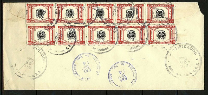 Dominican Republic 1990/2 trio of Registered covers with various rates, charges 