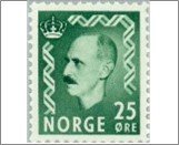 Norway NK 431 King Haakon VII 25 Øre Dark green