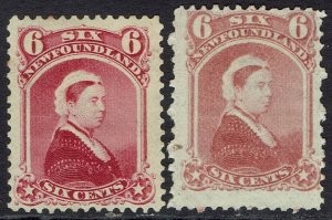 NEWFOUNDLAND 1868 & 1894 QV 6C BOTH COLOURS