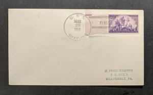 1941 USS Grayling Submarine Navy Cover to Weatherly PA First Day Ship Cancel