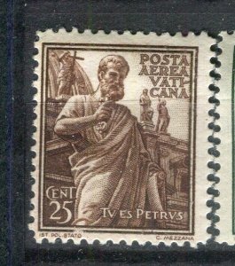 VATICAN; 1938 early AIRMAIL issue fine Mint hinged 25c. value